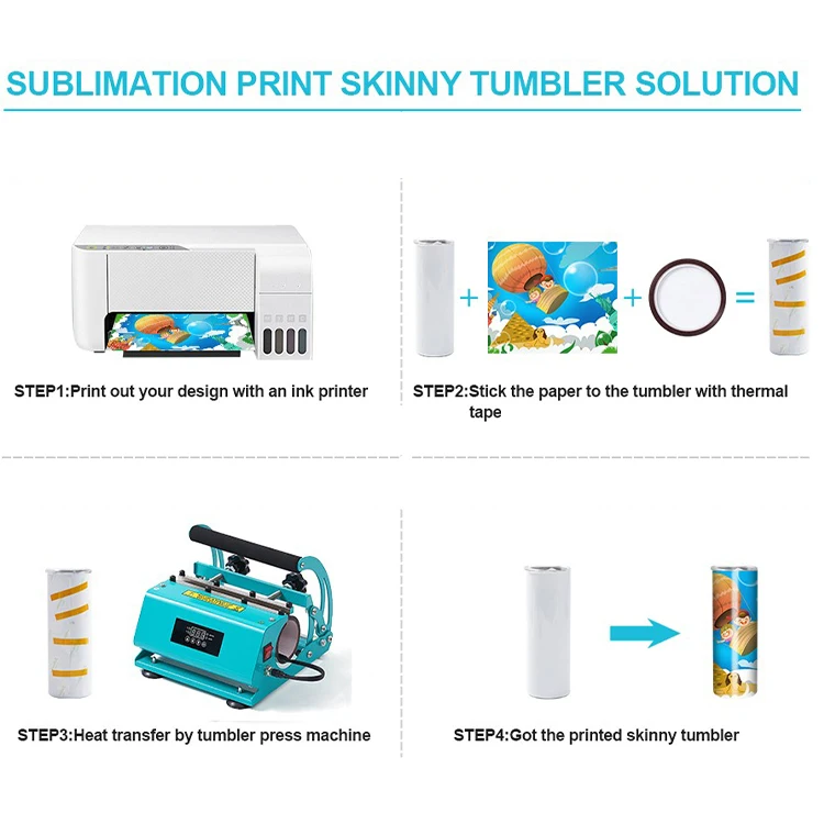 20 Oz Flat Bottom Straight Skinny Vacuum Insulated Double Wall Stainless Steel Sublimation Tumbler