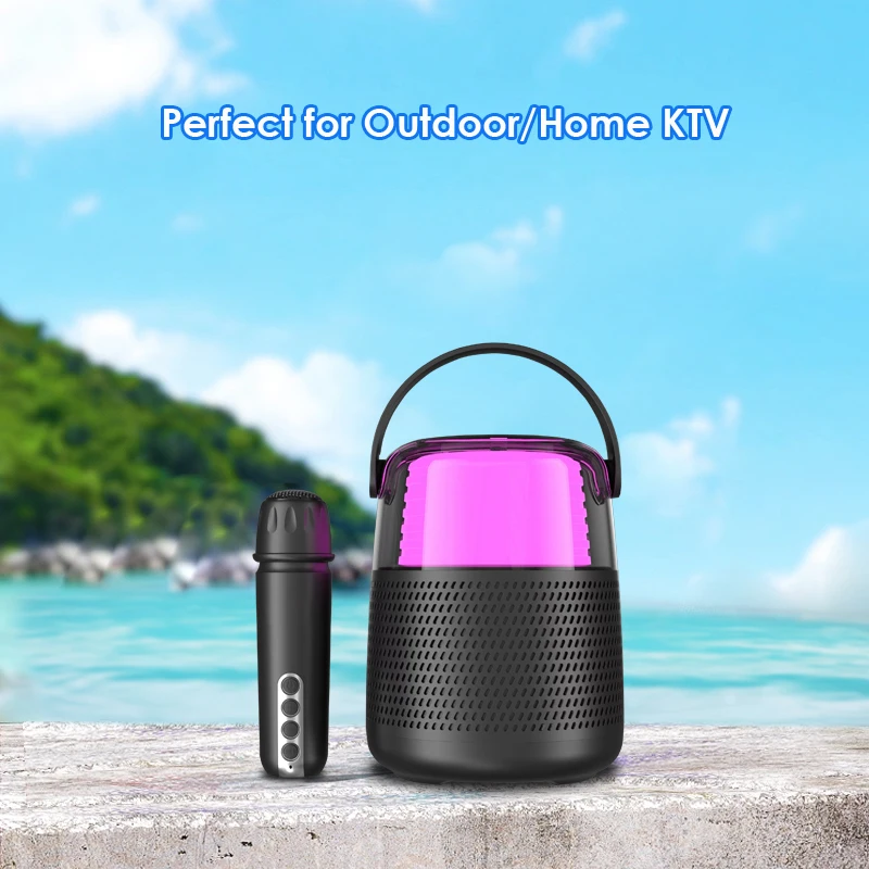 Mini Outdoor Home Party Speaker Karaoke Light Machine Player Portable BT Wireless Karaoke Speaker with Mic