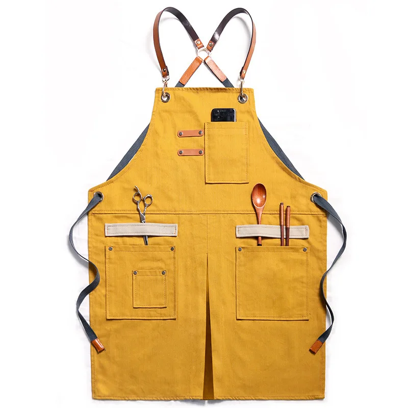 Apron cowboy hairdresser milk tea cake shop barista men and women flower shop hairdressing print logo