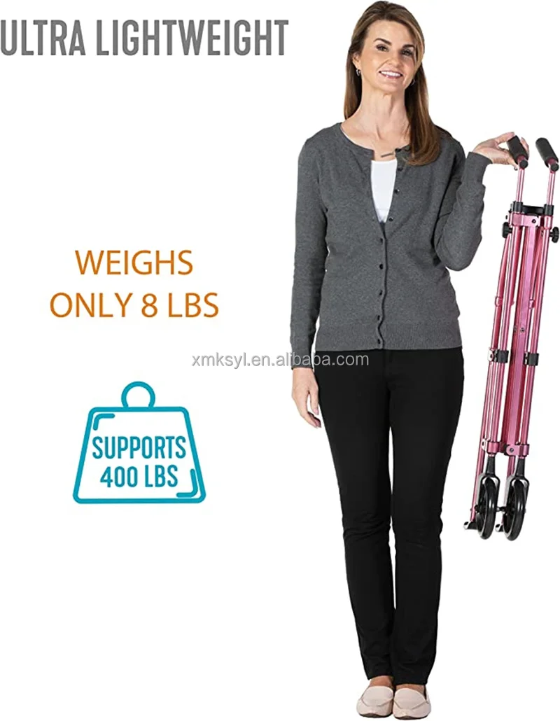 Foldable Space Saver Walker, Lightweight  Rolling Walker for Adults, Seniors, and Elderly