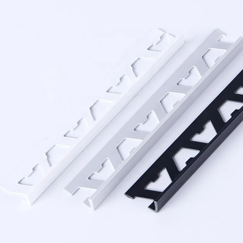 Cheap price flexible plastic trim PVC L shape type ceramic edging strips marble tile edge angle profiles for bathroom decoration