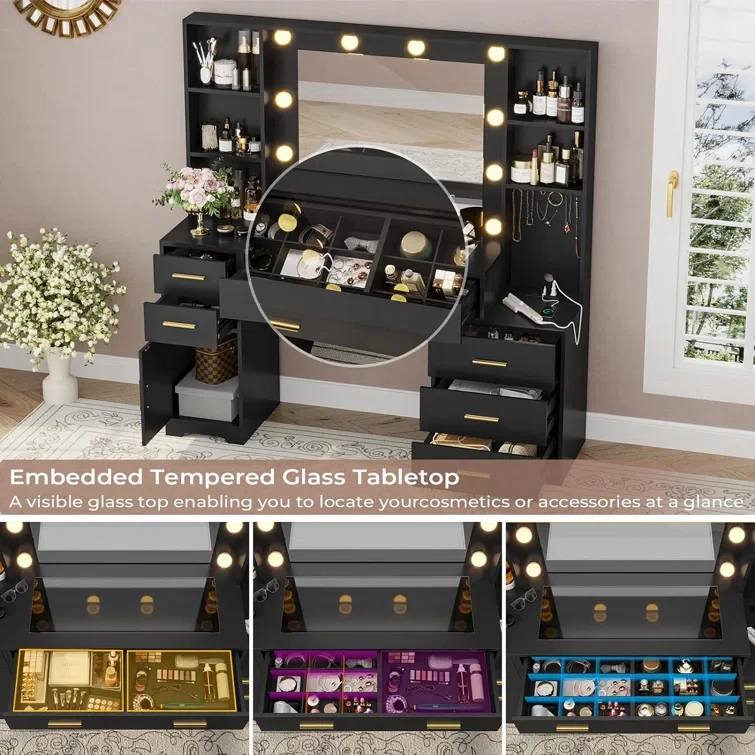 On Sale Bedroom Furniture Set Luxury King Size Bed Modern Bathroom Vanity Lighting dressing tables with drawers and mirror