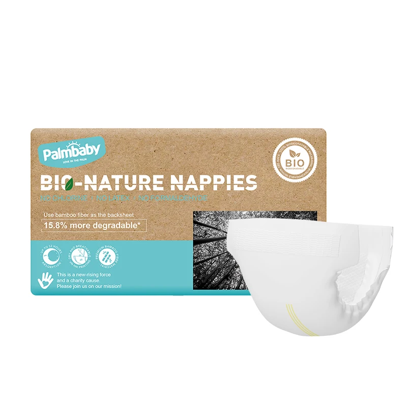 Palmbaby Eco Friendly Bio Degradable Baby Diapers Size NB/S/M/L/XL/XXL Nature Bamboo Fiber Baby Nappy
