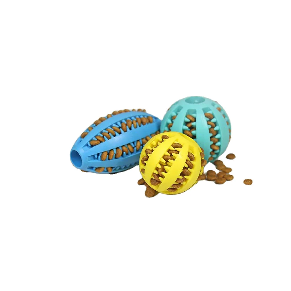natural safe non toxic pet IQ rubber dog food chew toy ball interactive toys stock custom fresh breath multifunctional play ball