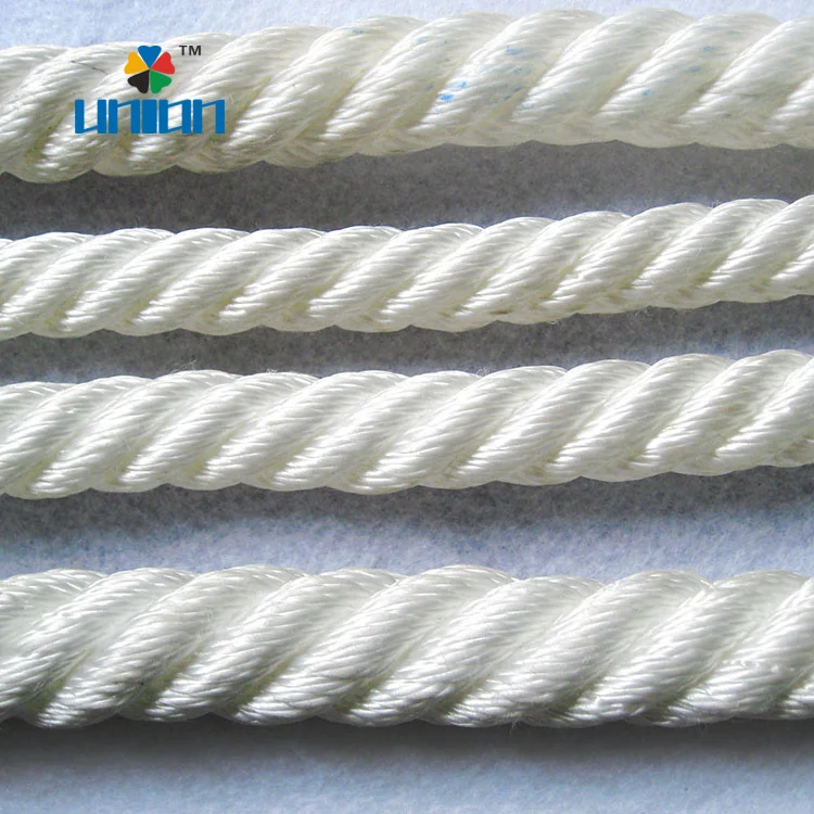 High quality 12mm white 3 strand twisted nylon rope for dock line