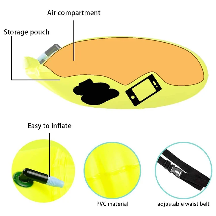Orange/Yellow Open Water Sea Durable Swimming Floating PVC Dry Buoy Bag Inflatable Life Buoy