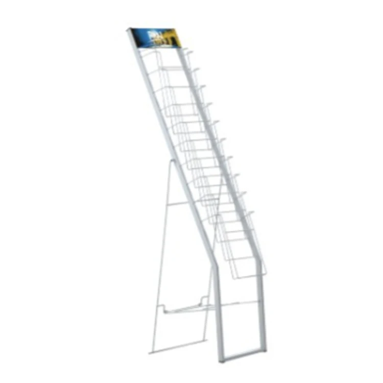 Hot Sale Tiered Folding Metal Book Display Stand, Tabloid Newspaper Display Racks