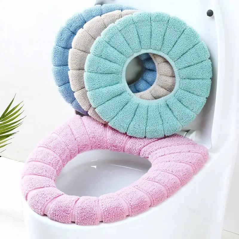 winter Seat Mat Four Seasons Toilet Cushion Household Toilet Cushion Washable Knitted Toilet Cover O Type Universal