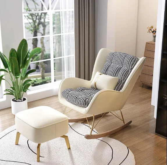 Modern luxury sofa set furniture living room lazy recliner chair nordic rocking chair recliner rocker sofa single rocking chair