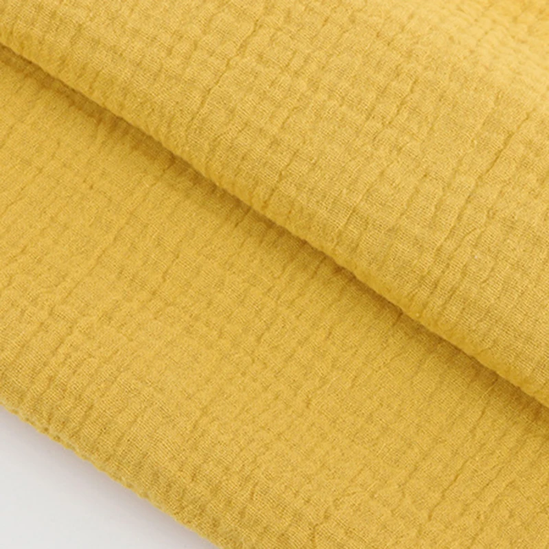 Custom 100% Cotton Dyed Double Layer Soft Baby Children Crinkle Gauze Muslin Crepe Fabric