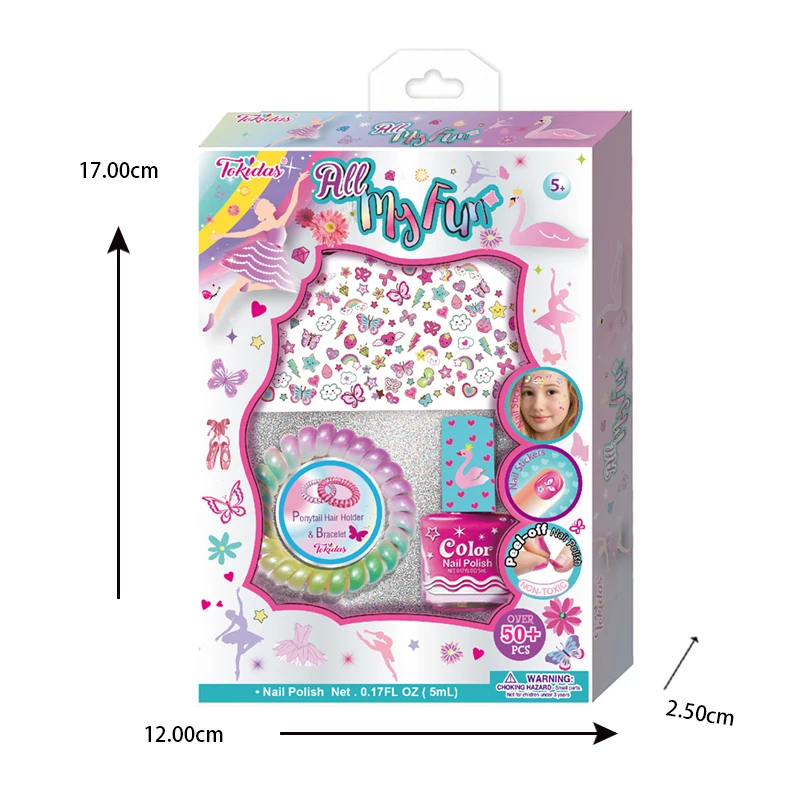 Kids make up tattoo sticker set Girls fashion pretend make up body arts set children make up nail polish toy set