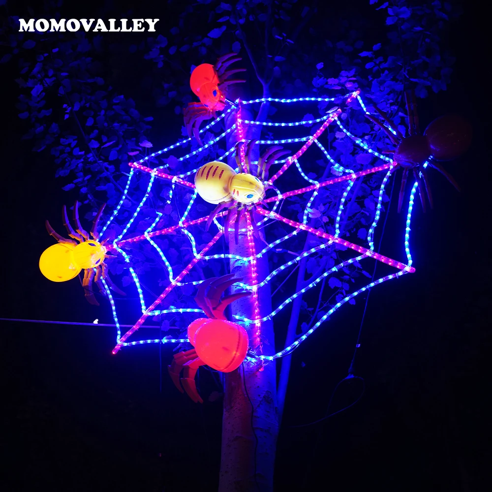 Personalised Large Outdoor LED Neon Cobwebs Halloween Horror Decorative Lighting Spider Web Déguisement Lamps