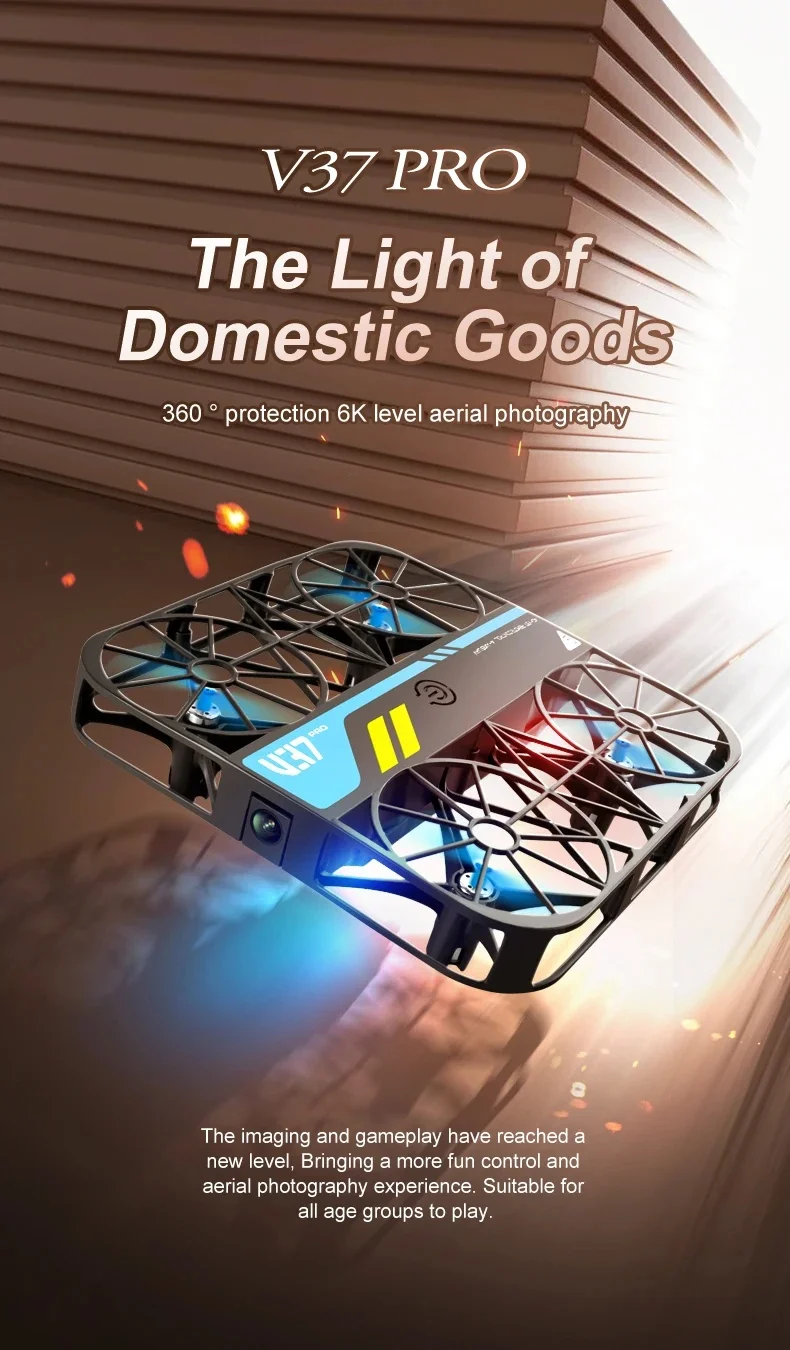 New Model V37 Mini Drone 4K HD Drone Camera FPV with Live Video Gravity Sensor One Key Take-off Small Selfie Drone for Kids Toys