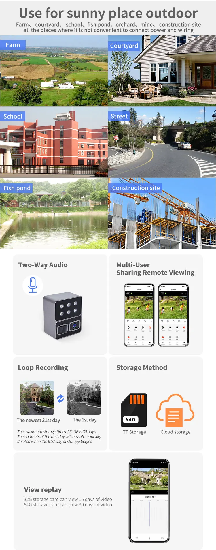 New Design Wifi Solar Camera with Two-way Audio CCTV Security Monitoring Camera