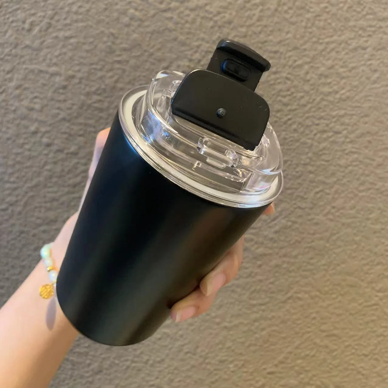 C5037 Metal coffee cup 304 stainless steel thermos cup One button open coffee cup with lid large capacity mug batch
