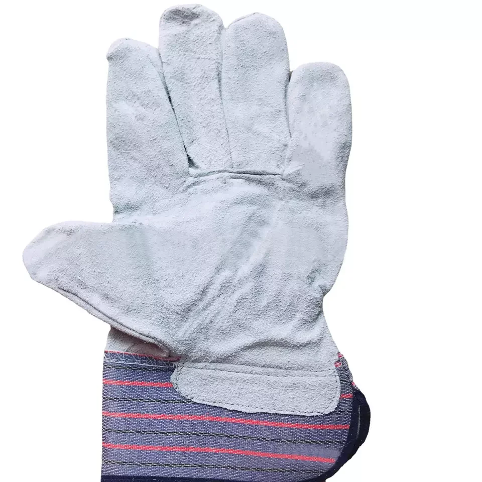 Regular Cowhide Leather Work Gloves with Rubberized Safety Cuff Gloves for Driving and Construction Average Size