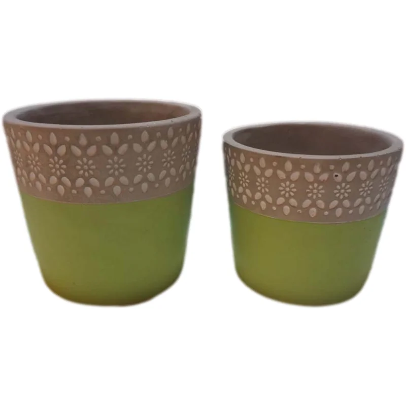 
Hot Seller Mini Lace Carved Pattern Concrete Garden Flower Pot for Garden Decoration 
