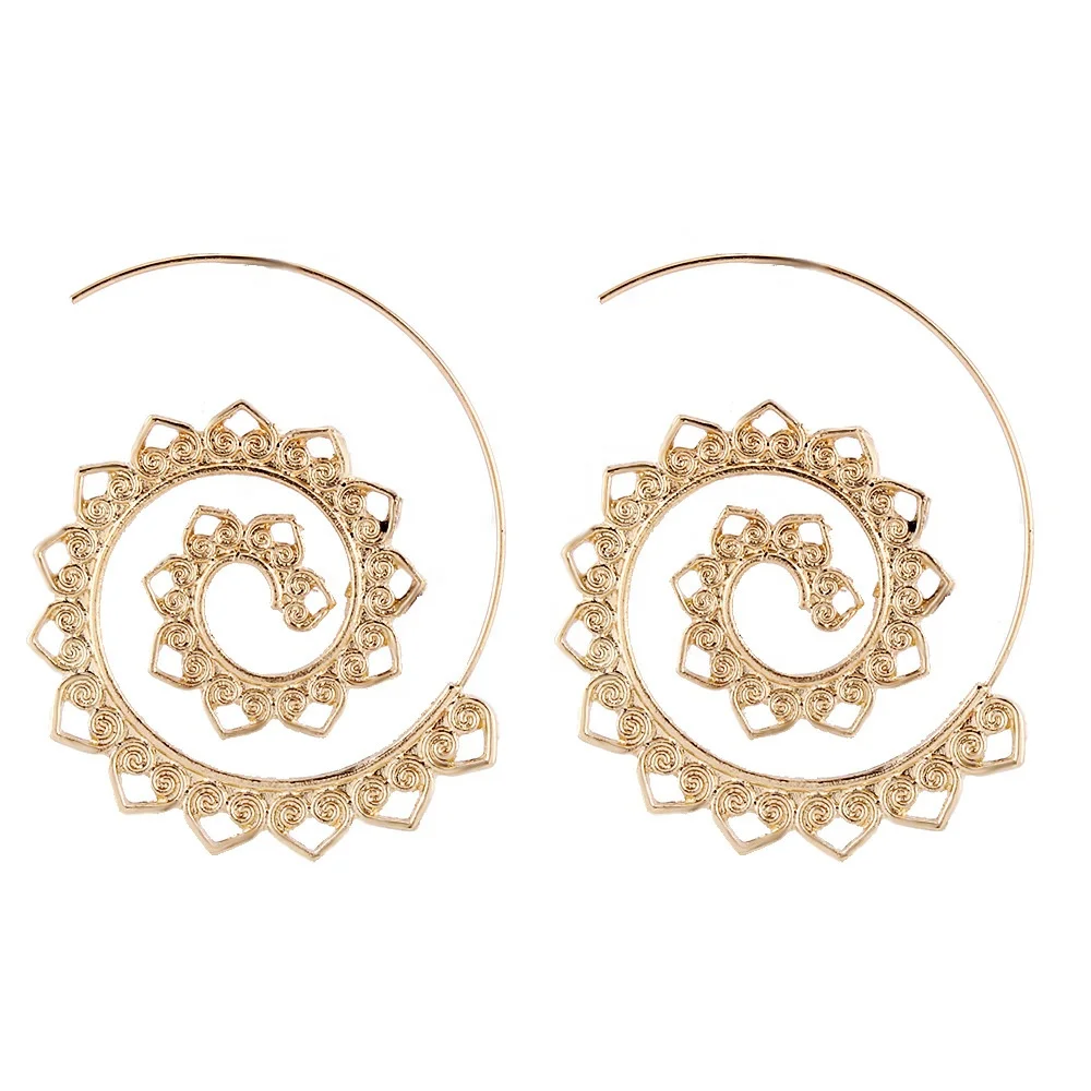 Fashion exaggerated swirl gear earrings geometric circle spiral earrings wholesale jewelry