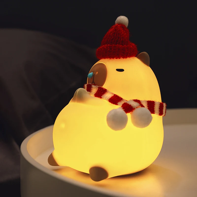 Creative Room Decoration LED Capybara Night Light USB Rechargeable Cartoon Animal Nursery Lamp Silicone Cute Capybara Night Lamp