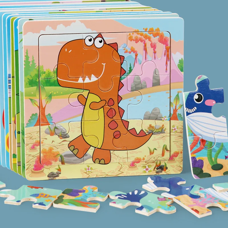 New Style 9 Pieces Educational Toys Kids Wooden Jigsaw Puzzle Education Early Learning Kids Teaching Toys