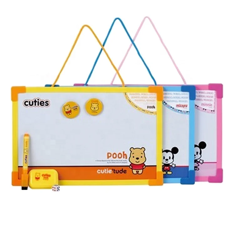 Small white board size children magnetic drawing toys sets writing white board plastic border cartoon whiteboard for kids