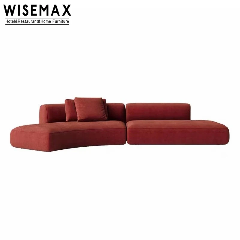 WISEMAX FURNITURE Nordic Modern Living Room Furniture Hotel Lobby S Shaped Sofa Big Size Solid Wood Fabric Sectional Sofas