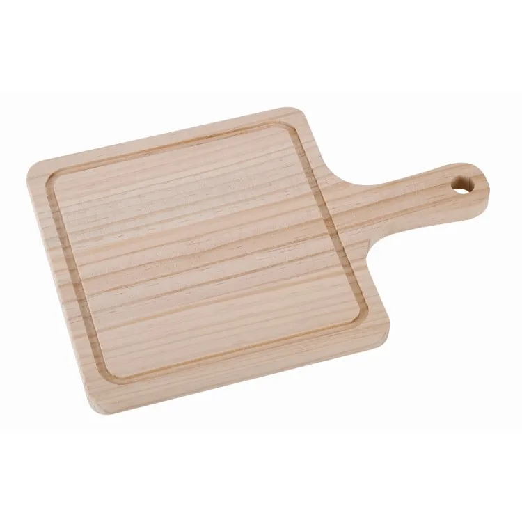 Квадратная форма из натурального дерева для пиццы, овощей, разделочная доска с ручкой с подвесным отверстием