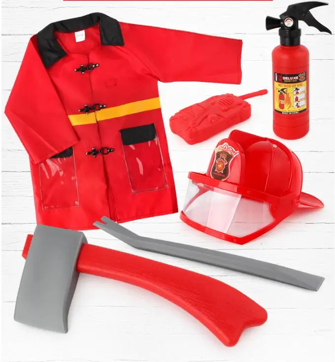 
Kids Fire Chief Costume, Halloween Fireman Dress Up Set, Fire Fighter Outfit, Pretend Role Play Firefighter Gifts for 3-6 