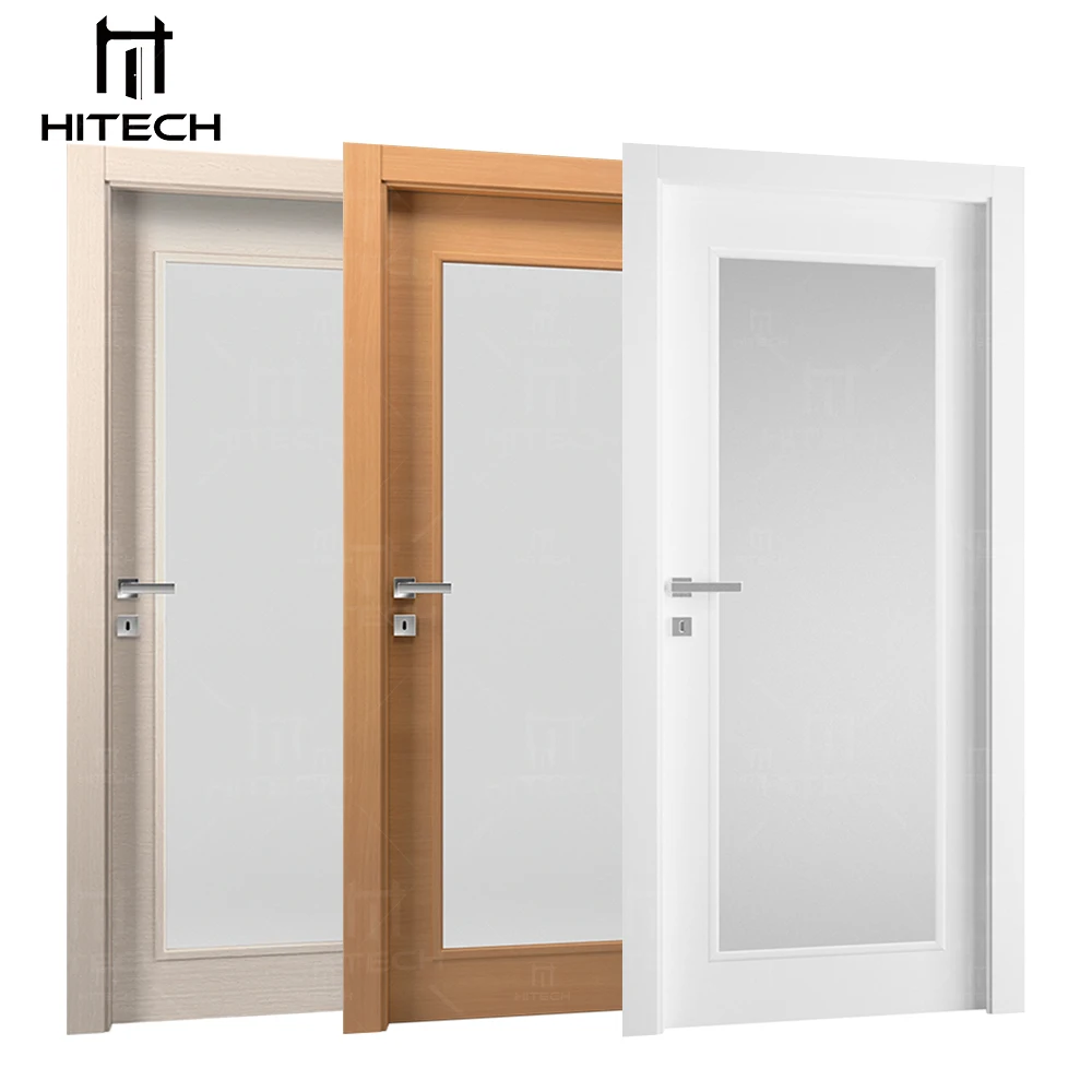Hitech interior doors with glass white simple wood door soundproof other solid teak interior wooden door for hotel bedroom