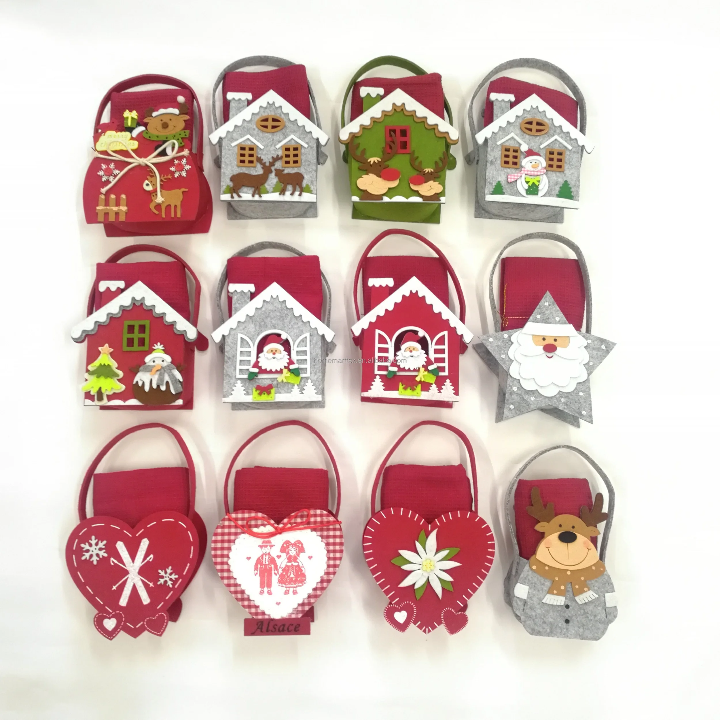 Festival Decoration Cutes animal Felt basket gift weave basket waffle plain weaving towel Christmas gift