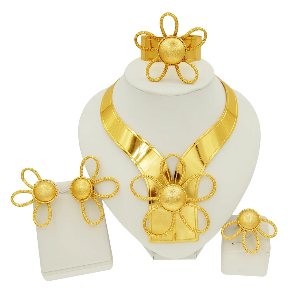 Zhuerrui Fashion Necklace African Big Jewelry Sets Hot Sale 24k Gold Plated Women Jewelry Set NH00106