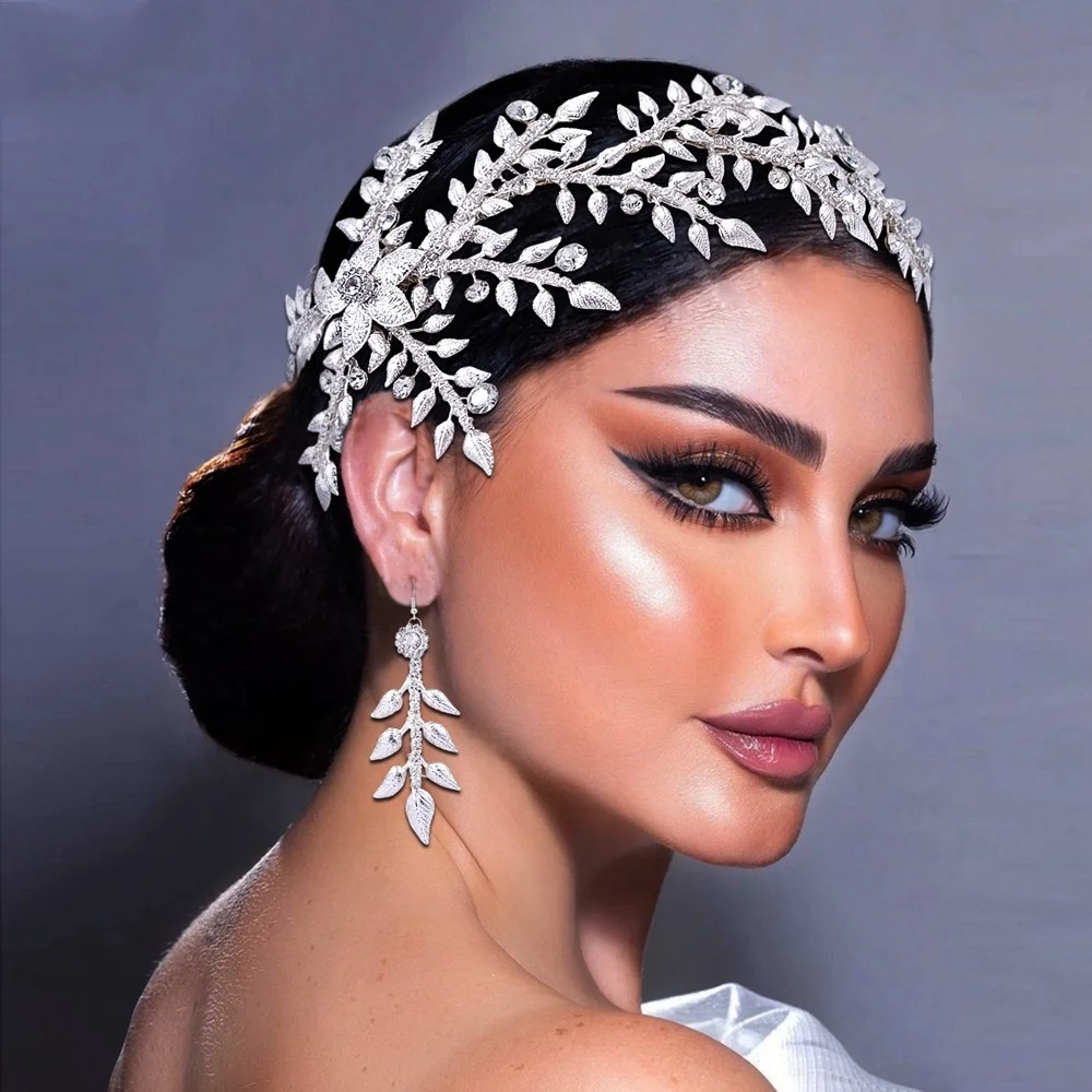 wholesale Silver Color Pearl Crystal Wedding Hair Accessories for Bridal Flower Hair Combs Headpiece Women