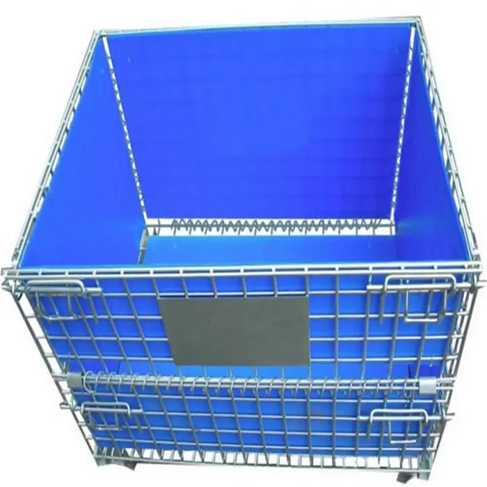 Warehouse storage collapsible bulk wire mesh pallet container