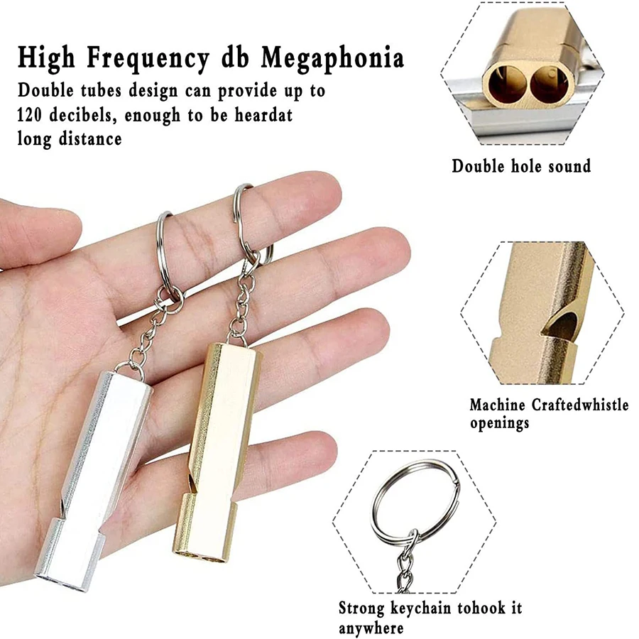 120DB Outdoor printed LOGO Self Defense Safety Metal Keychain Emergency Whistle for Camping Hiking Sports Dog Training