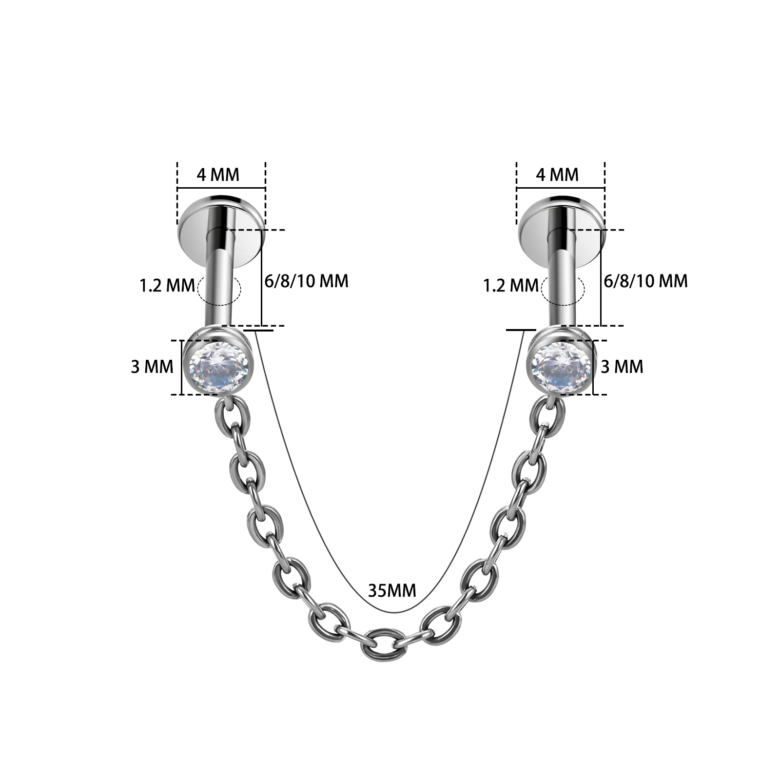 G23 ASTM F136 Titanium Chain and Hinged Earring Ear Studs Chain Labret Lip Sling DIY originality punk Body Piercing Jewelry