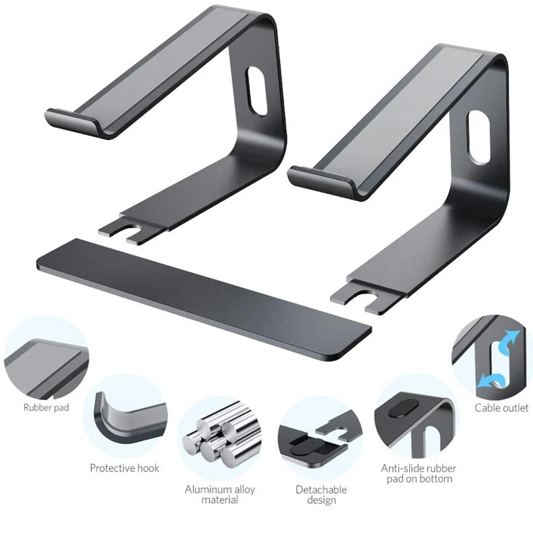 Ergonomic aluminum Laptop Mount Notebook Stand Riser holder vertical Aluminum laptop stand for Macbook Computer PC Desk