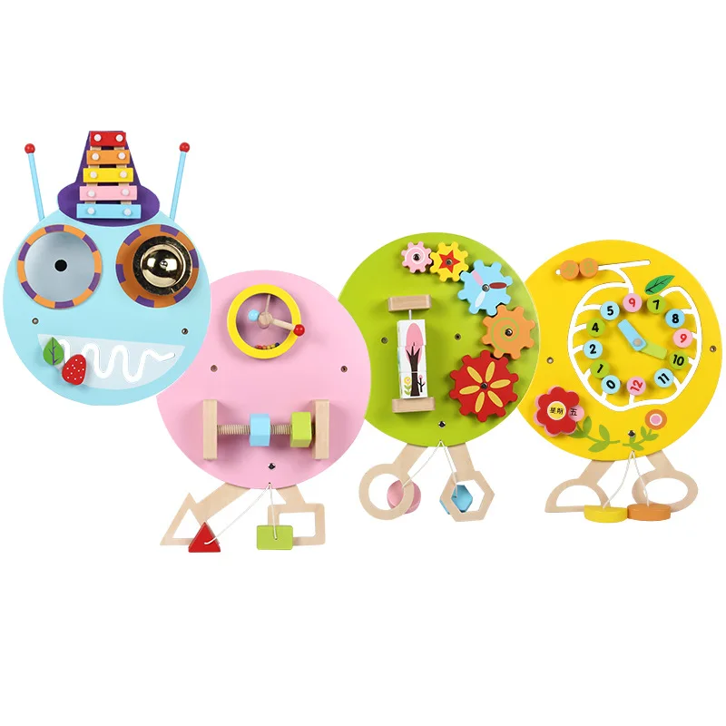 Kids Christmas gift bolts and nuts gears clocks wall hanging type decorative wooden caterpillar busy board
