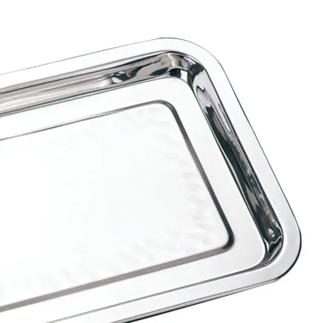 Cheap Eco-friendly stainless steel grill plate BBQ round dinner plates square serving tray metal