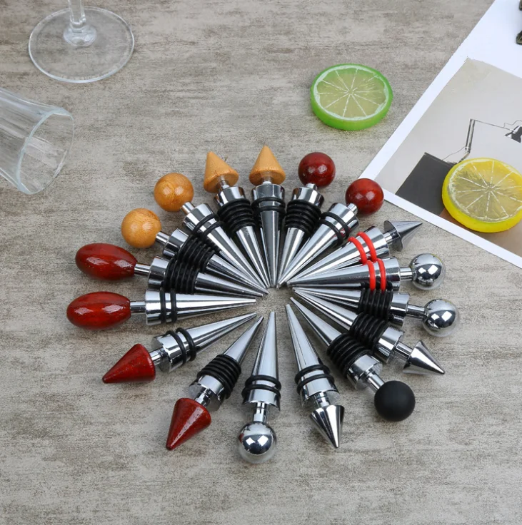 Free Samples Metal Heart-Shaped Wine Stopper with Cork and Rubber Silicone Made from Wood and Bamboo