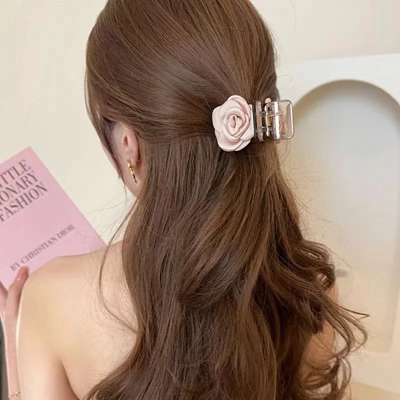 Rose Flower Half Clip Hairpin All-match Hair Claw Clips Shark Clip Hair Accessories