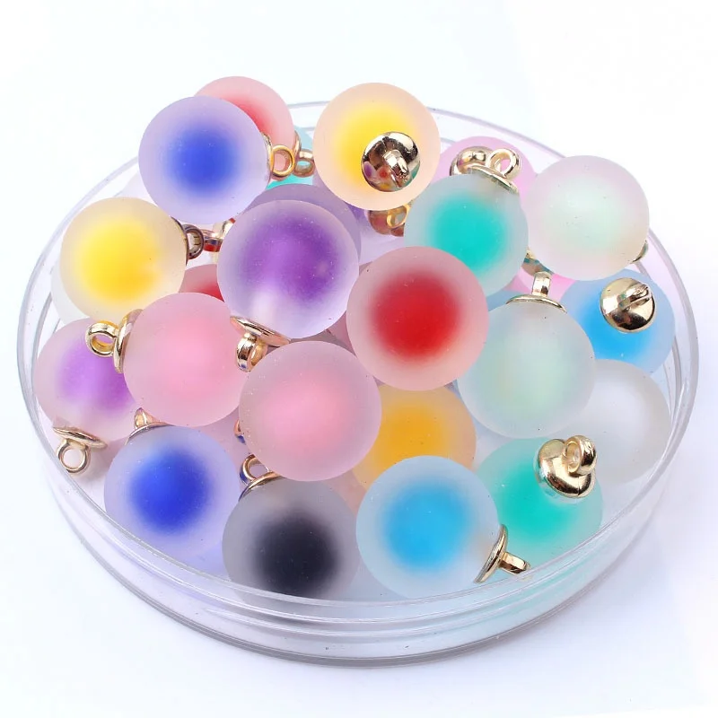 Jelly Frosting Acrylic Round Ball Beads Half Hole glitter beads for Earrings Pendant Making Accessories