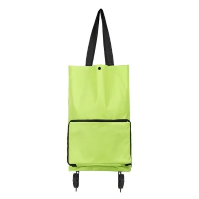 wholesale green foldable folding wheel custom logo shopping cart trolley bags
