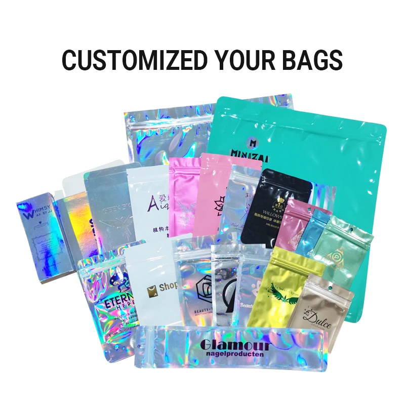 Hot Stamping 1 Color Logo Printed Bags With Your Own Design MOQ 1 PCS Pouches Stamping Name Custom Printed Foil Bags