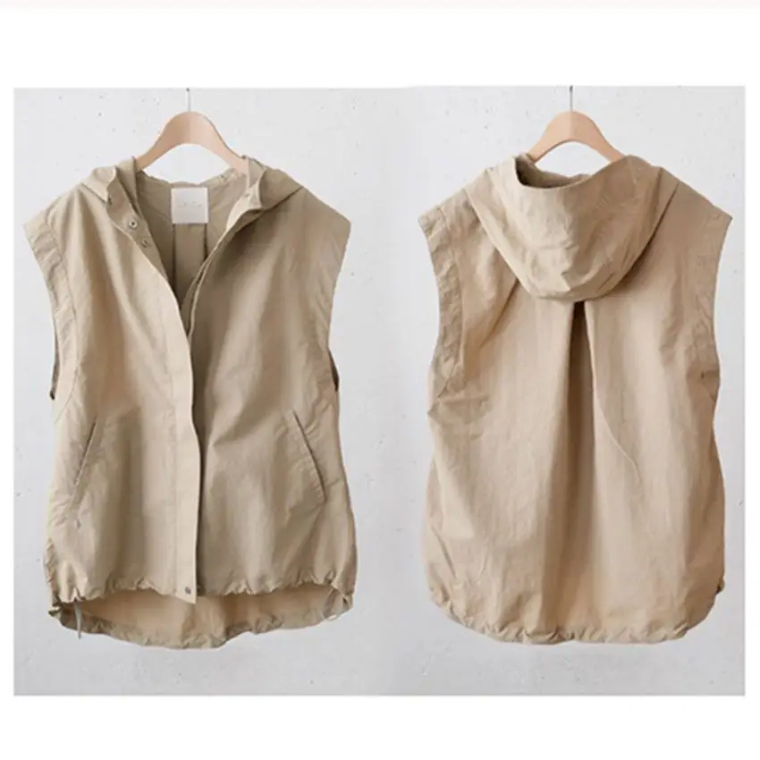 Fashion hood jackets summer woman sleeveless vest for hot sale
