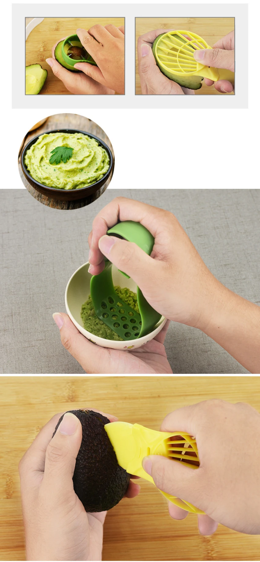 Avocado Slicer 6 In 1 Function Tool Storage Container Set for Kitchen Avocado Cutter with Green Chopper Fruit & Vegetable Peeler