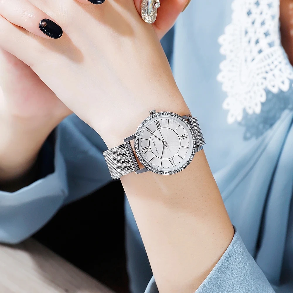 Brand Women Watch Hannah Martin 34mm Classic Luxury Rhindiamonds Original Japanese Movement Dress Women Banquet Watches Gift Set