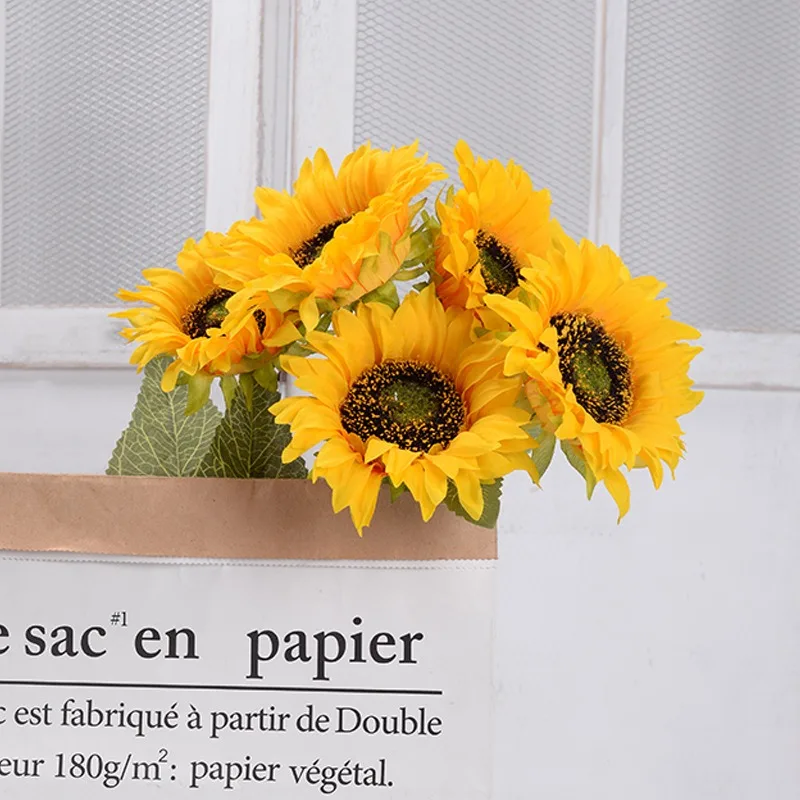 Cheap Price Sunflower Artificial Flowers European Latin Single Branch Silk Artificial Flowers for Home Decoration