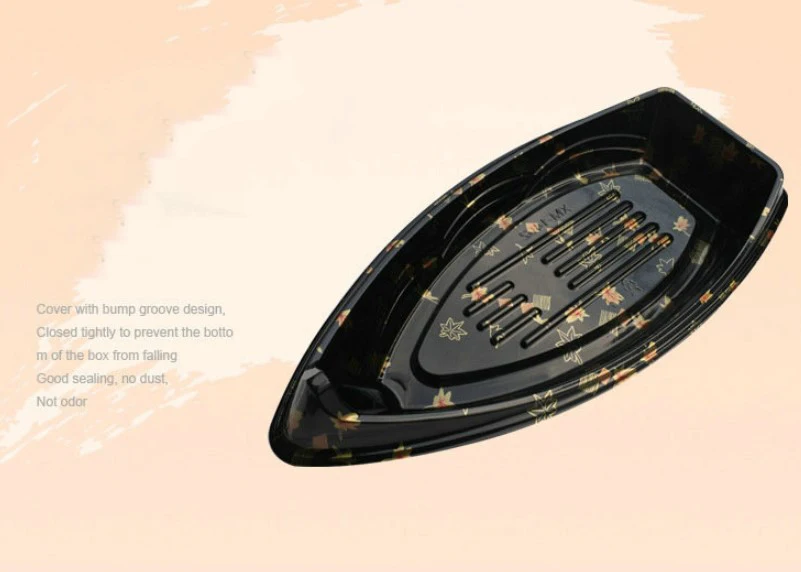 
Disposable Japanese Style Creative, Printing Boat Shaped Sushi Box Transparent Packing Box/ 