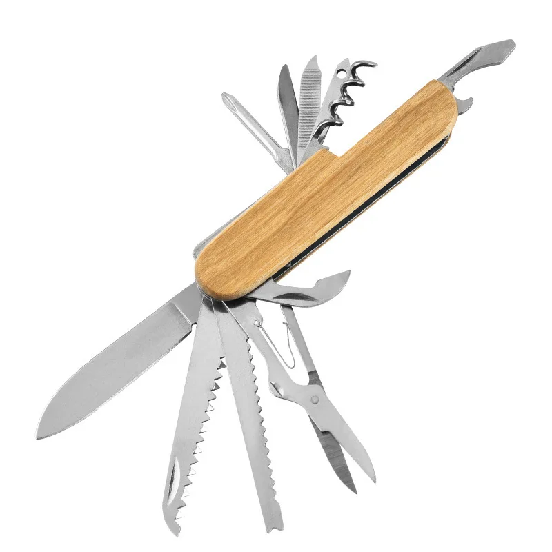 Christian Gifts for Men Lord is My Strength Engraved Dark Wood 6 Function Pocket Knife Outdoor Adventure Survival Knife