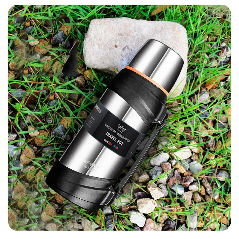 Wholesale 2L Large Capacity Stainless Steel Insulated Water Bottle Double Wall Vacuum Flask Thermos Wide Mouth With Straw Lid